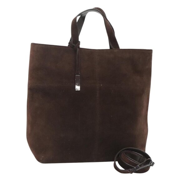 Gucci Hand Bag Suede 2way Brown Silver Auth bs25924 - Picture 1 of 16
